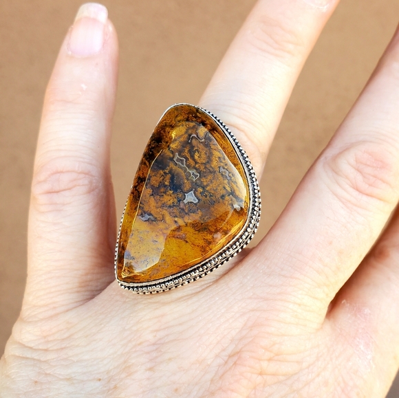 New Seam Agate 925 Silver Ring. - Picture 1 of 16